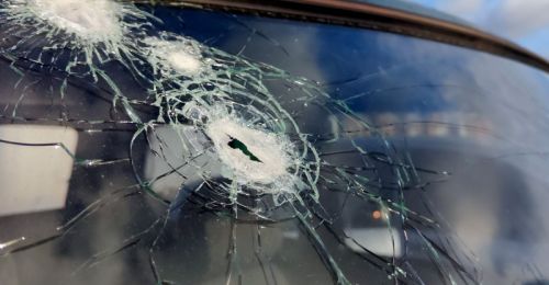 A broken windshield